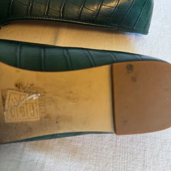 J.Crew Emerald Green Leather Ballet Flats Women's Shoes Bow Detail - Picture 4 of 4